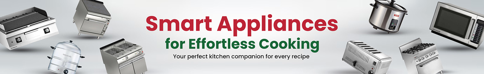 Smart kitchen appliances including grills, fryers, ovens, toasters, and steamers designed to simplify cooking and improve food preparation efficiency.